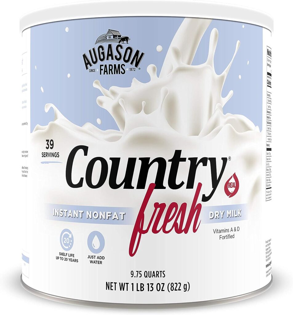 Augason Farms 5-90620 Country Fresh 100% Real Instant Nonfat Dry Milk, 1 lb, 13 oz. Augason Farms 5-90620 Country Fresh 100% Real Instant Nonfat Dry Milk, 1 lb, 13 oz.
