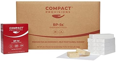 Compact Provisions BP-5s Emergency Food Supply - 3-Pack - Non-Perishable Survival Rations for Disaster Preparedness  Disaster Kits - 2385 Calories, 72g Protein Per Box - 9 bars/box