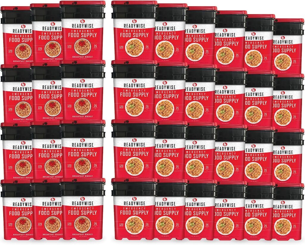 ReadyWise Emergency Food Supply, Freeze-Dried Survival Food for Emergencies, Breakfast, Lunch, and Dinner Meals, 9 Buckets, 25-Year Shelf Life, 1,080 Servings Total
