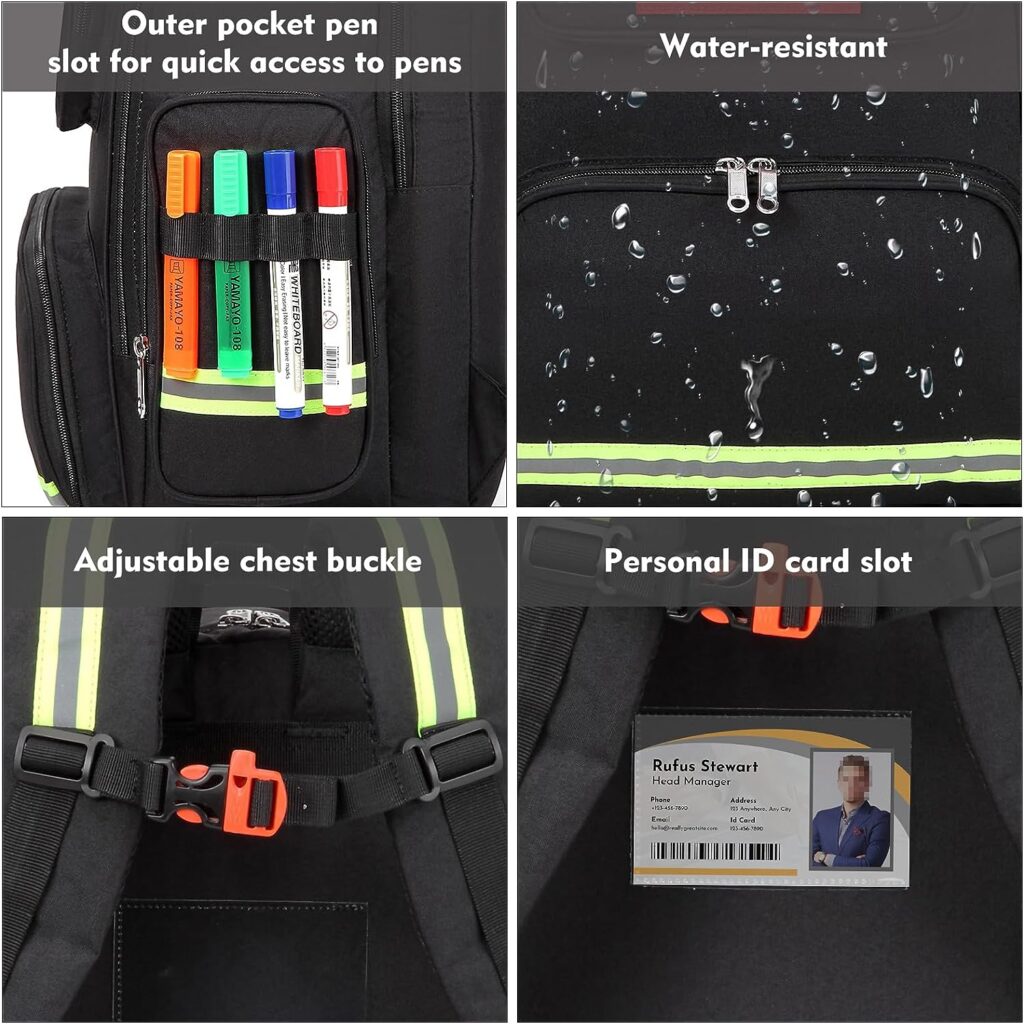 Gatycallaty First Aid Backpack Medical Emt First Responder Bag Empty Ems Emergency Home Health Hiking Trauma Travel Camping (black, Large)