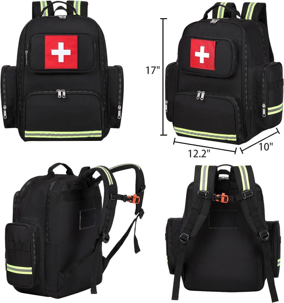 Gatycallaty First Aid Backpack Medical Emt First Responder Bag Empty Ems Emergency Home Health Hiking Trauma Travel Camping (black, Large)