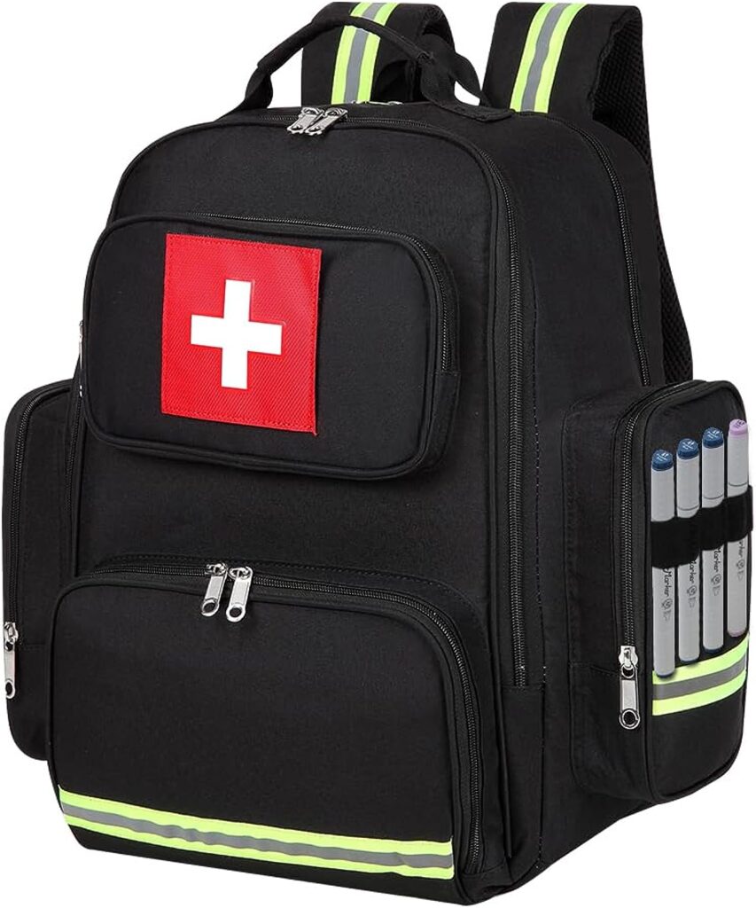 Gatycallaty First Aid Backpack Medical Emt First Responder Bag Empty Ems Emergency Home Health Hiking Trauma Travel Camping (black, Large)