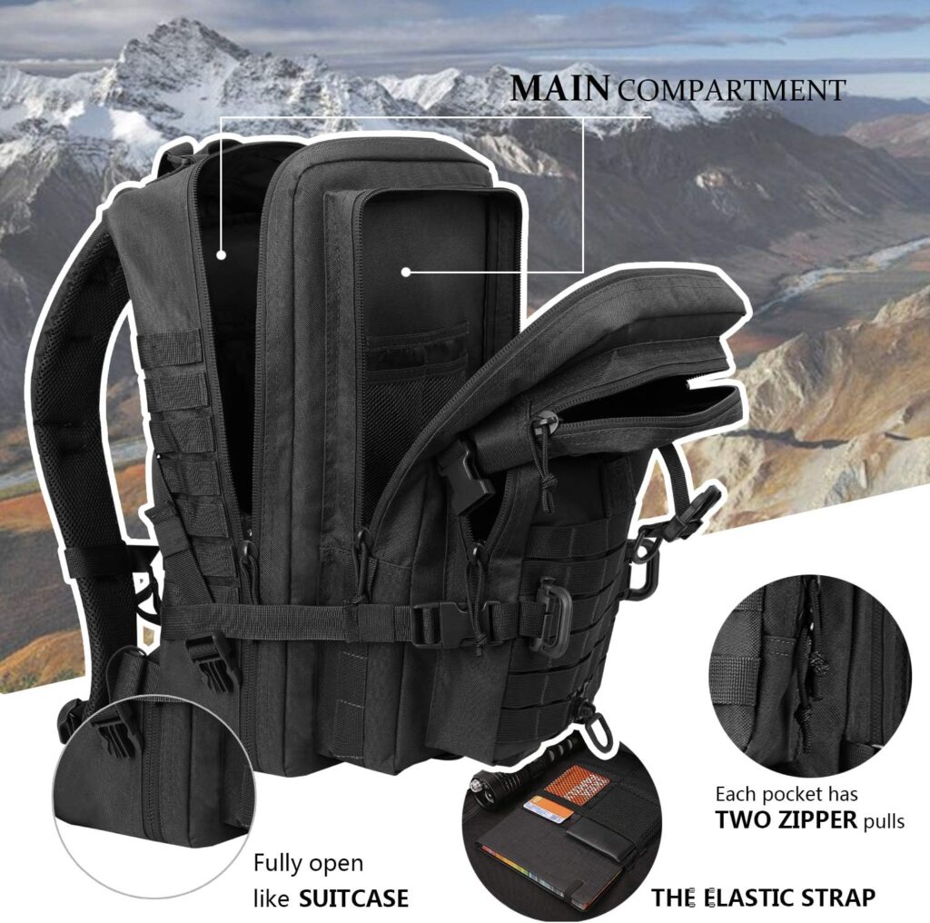 Hannibal Tactical MOLLE Assault Pack, Tactical Backpack Military Army Camping Rucksack, 3-Day Pack