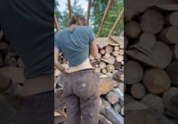 My morning workout - firewood & then walking w/ my 40 pound weight vest on (my twins!)😜💕 #offgrid